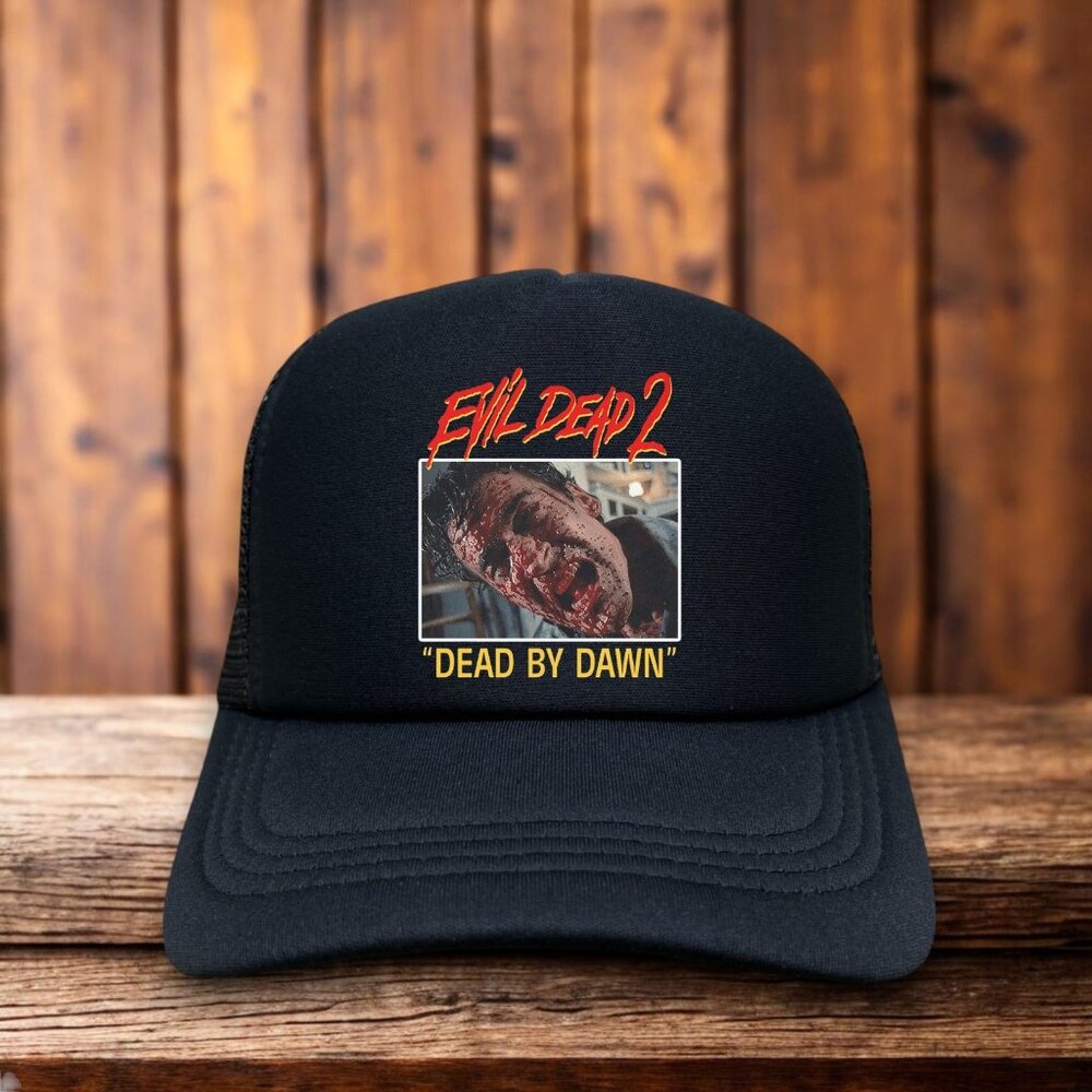 Evil Dead 2 Mens Trucker Hat Black Sam Raimi 90s Horror Comedy Demonic Zombies